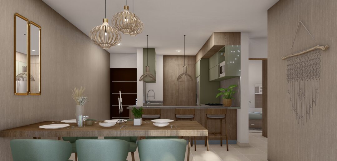 Cocina-comedor del Departamento Costa en Mazatlán