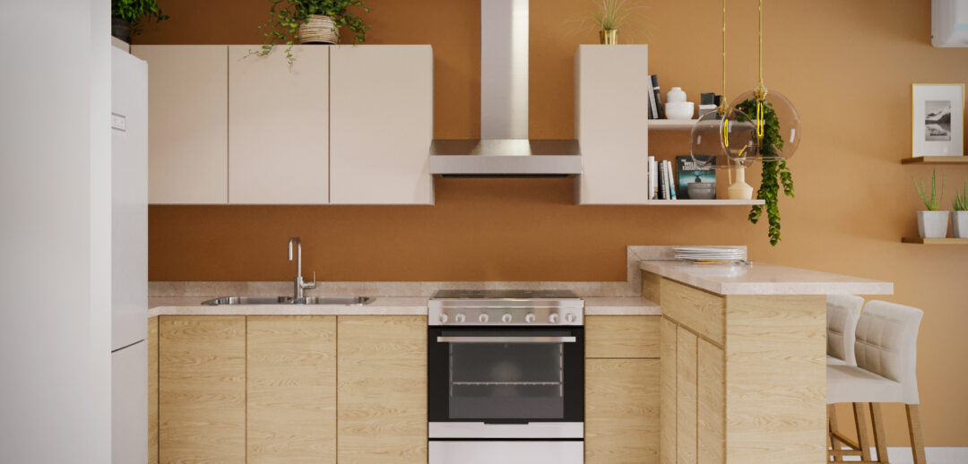 Cocina del departamento modelo Alea del desarrollo Bloom en Culiacán