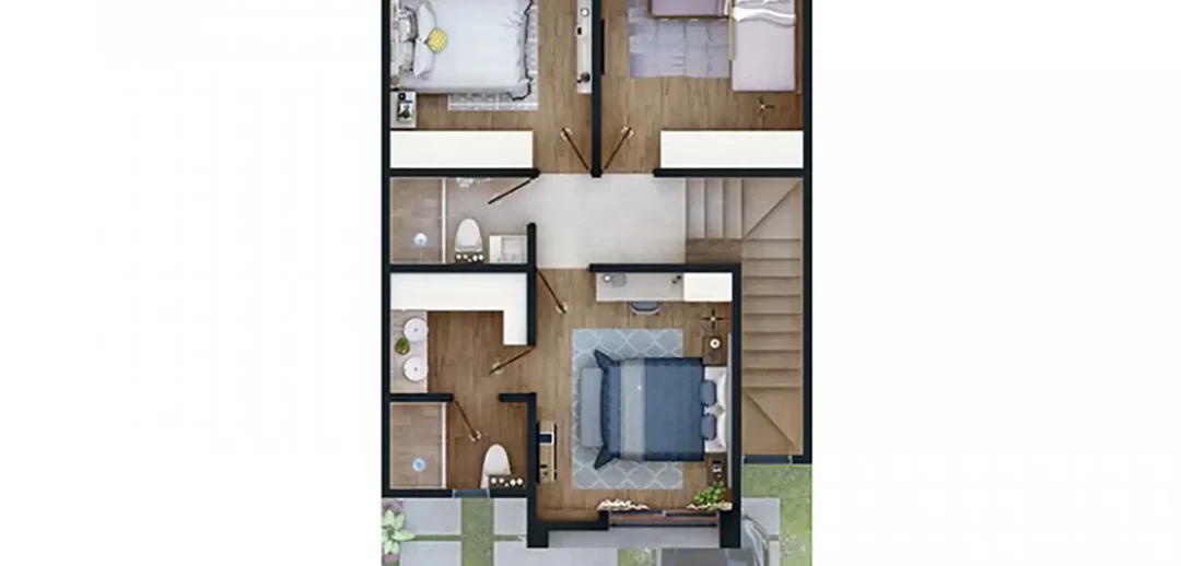 Planta alta del modelo de casa Sol en el desarrollo Capittala León en León