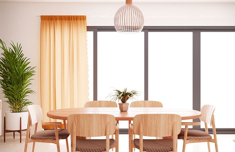 Comedor del modelo de casa Eros en el desarrollo Sonterra II en Mazatlán