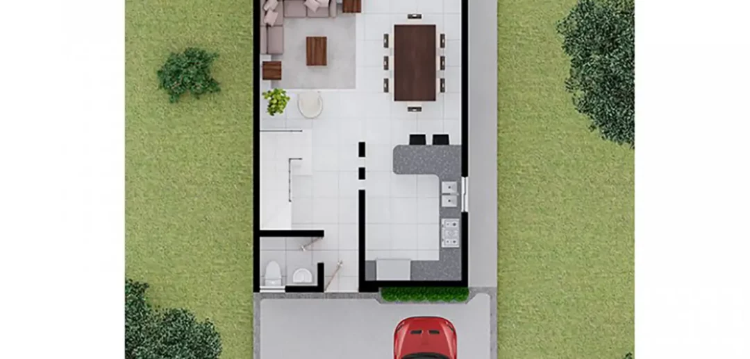 Planta baja del modelo Momentum en Vitalia Privada Residencial, Culiacan