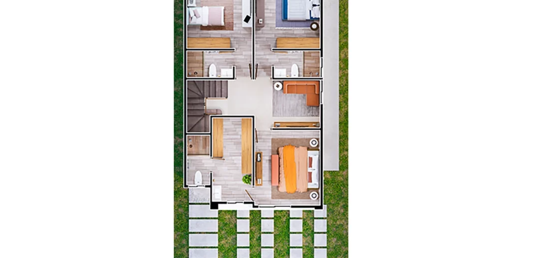 Planta alta del modelo de casa Hera en el desarrollo Sonterra II en Mazatlán