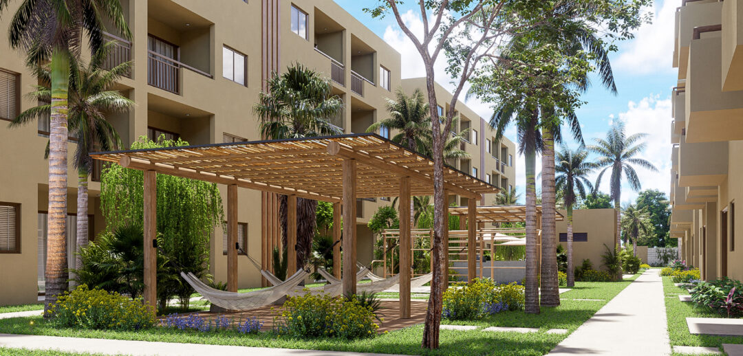 Vista del hamaquero de Oceanna Mazatlán, un exclusivo desarrollo de departamentos frente al mar en Mazatlán.