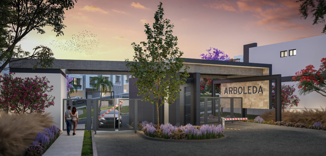 Imagen del acceso principal de Arboleada Perisur II, un desarrollo de casas en Culiacán, ideal para una vida en familia.
