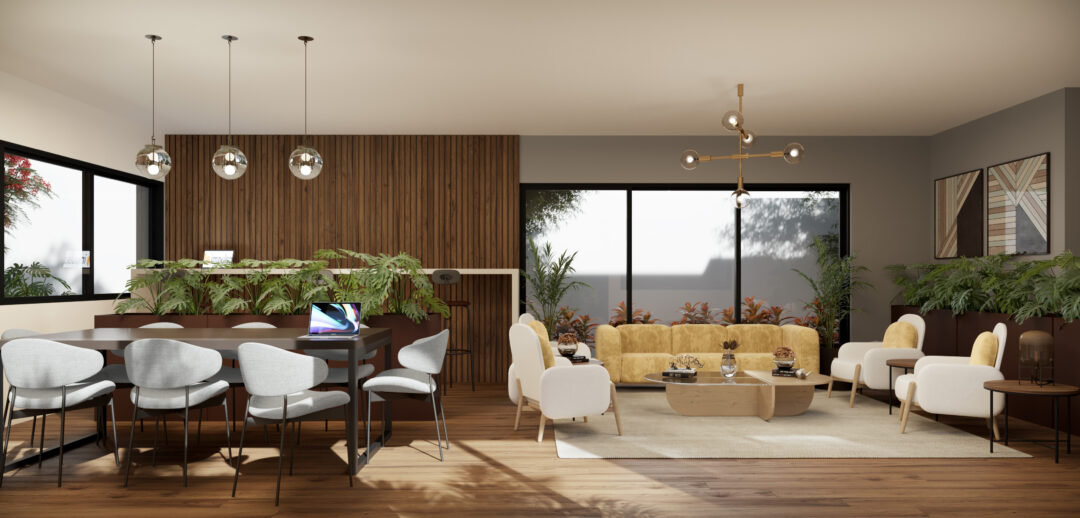 Imagen del área co-working de Arboleada Perisur II, un desarrollo de casas en Culiacán, ideal para una vida en familia.