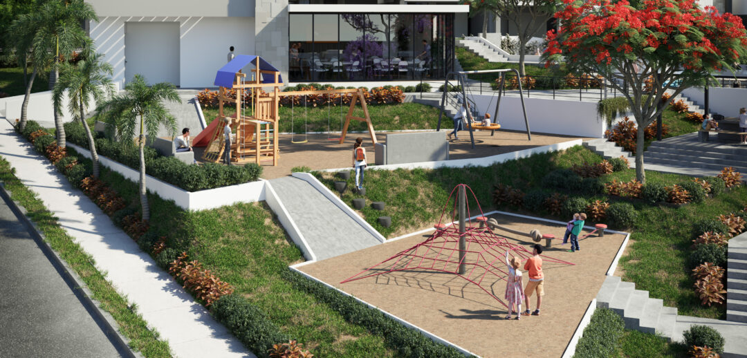 Imagen del área de juegos de Arboleada Perisur II, un desarrollo de casas en Culiacán, ideal para una vida en familia.
