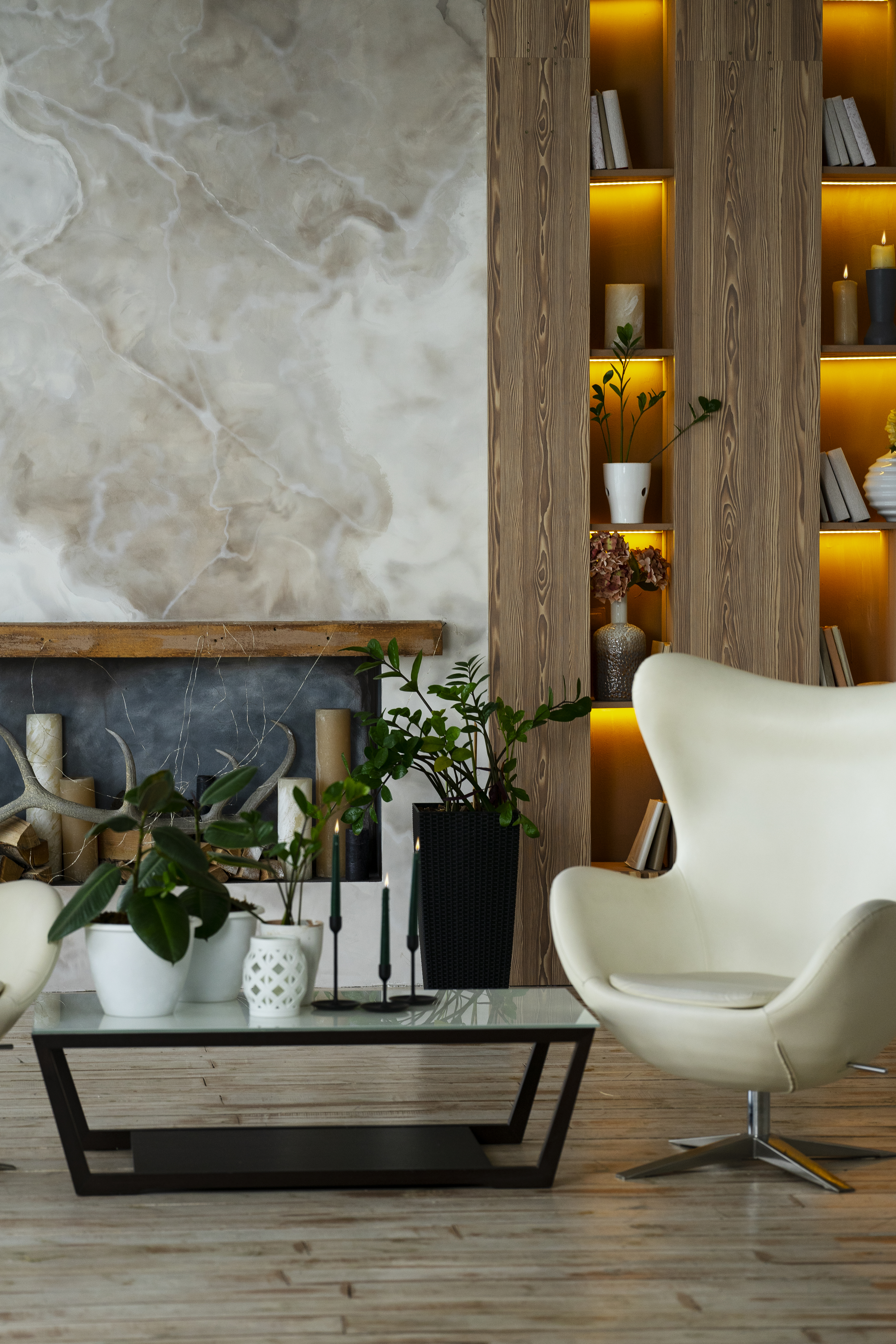 interior-room-design-with-armchair-potted-plants