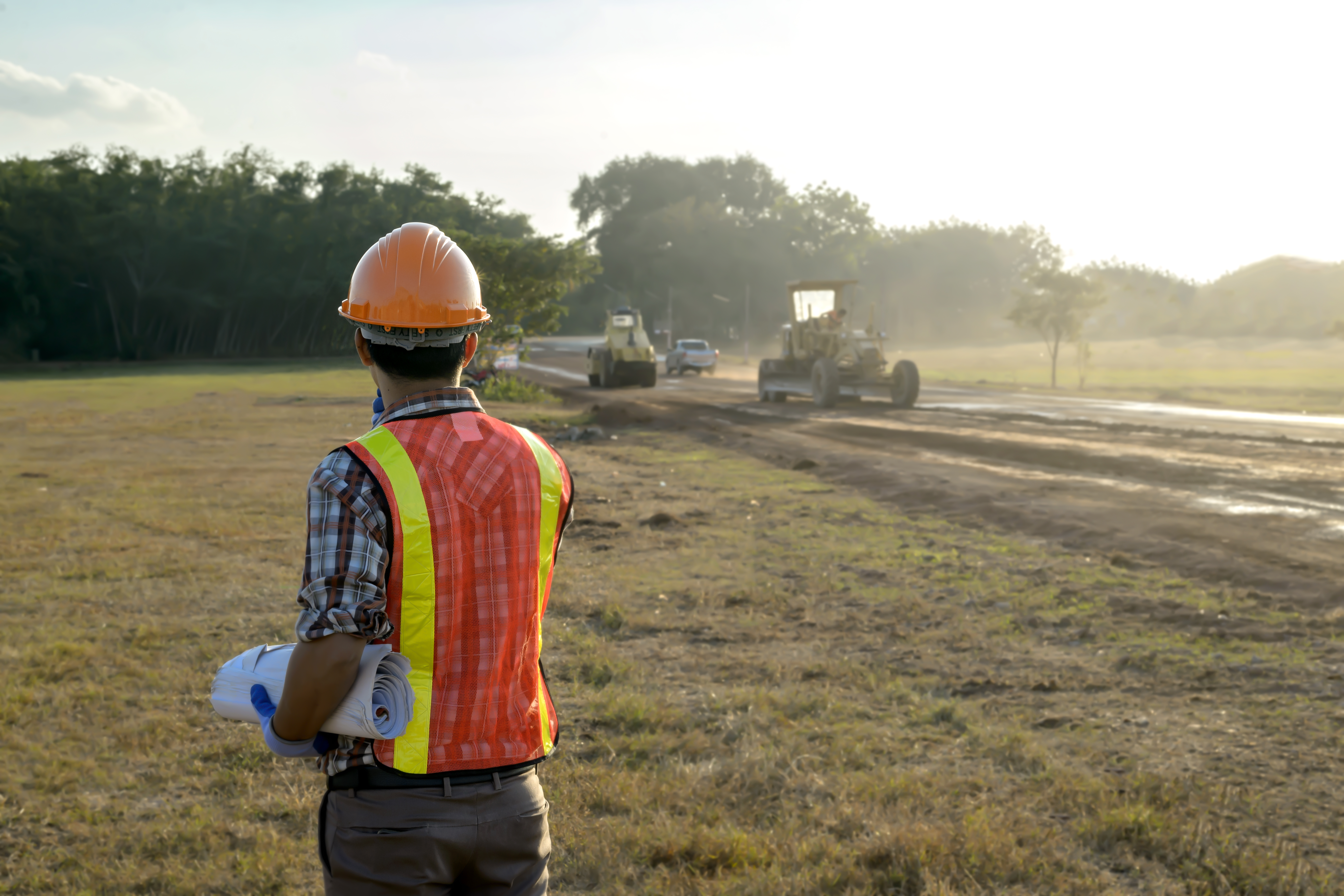 Road construction supervisor Currently viewing work and planning