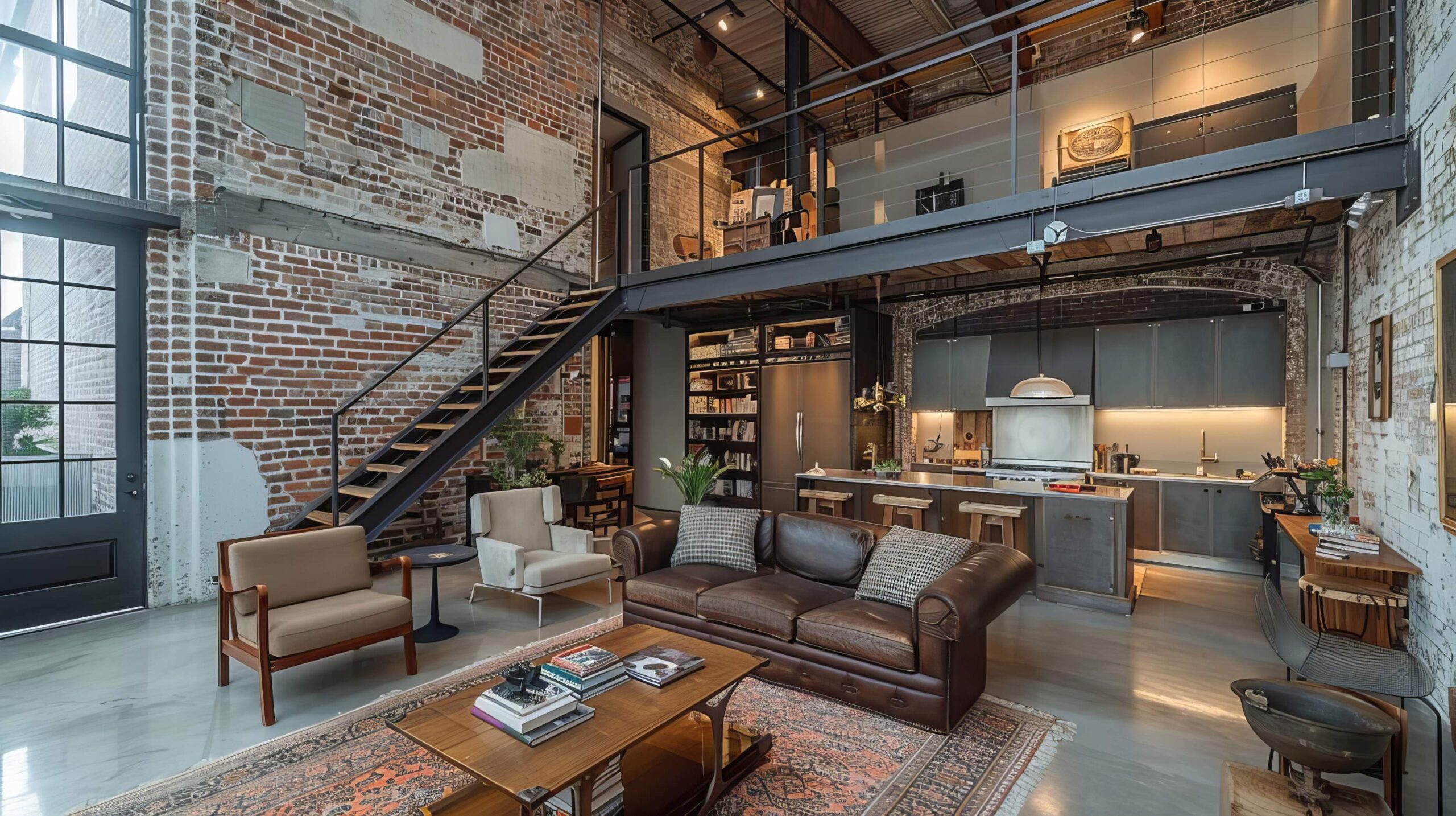 Departamento o loft con un diseño industrial atractivo