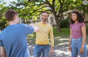 Saludo-entre-vecinos-paseando-por-el-parque