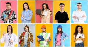 Collage de imagene de profesiones y oficios diversos