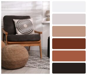 Colores monocromaticos en tonalidades grises y terracota tendencia en  decoración estilo minimalista